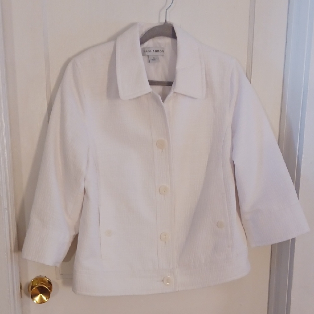 Classic White Women's Jacket By SagHarbor Size 16